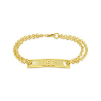 USC Trojans Gold Plated Rectangular Bar Bracelet with Double Link Chain
